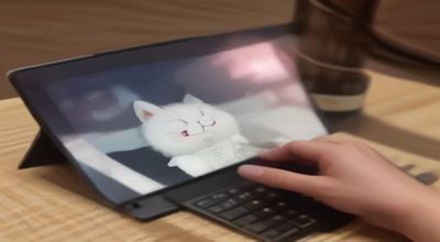 中柏EZpad M8 Plus平板电脑与同价位竞品并排对比，展示屏幕色彩与机身厚度差异